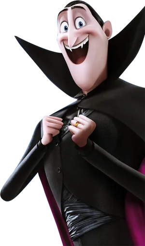 Animated Dracula Character Smiling PNG Image