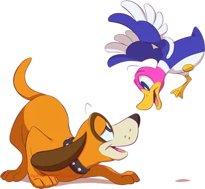 Animated Duckand Dog Friends PNG Image