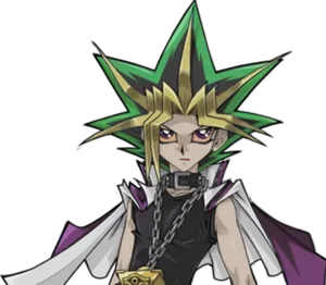 Animated Duelistwith Golden Puzzle PNG Image