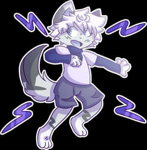 Animated Electric Fox Character PNG image with transparent background