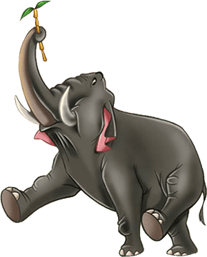Animated Elephant Holding Branch PNG image with transparent background