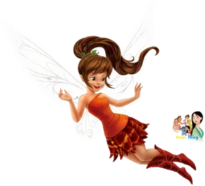 Animated Fairy Character Flying PNG Image