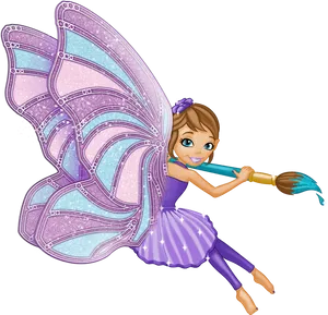 Animated Fairy With Magical Wandand Wings PNG Image