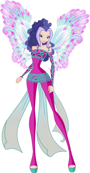 Animated Fairywith Iridescent Wings PNG Image