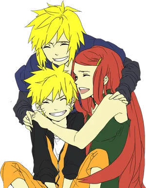 Animated Family Embrace PNG Image