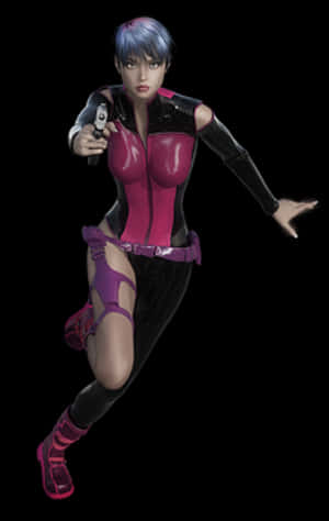 Animated Female Agentwith Gun PNG with transparent background
