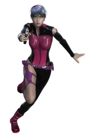 Animated Female Agentwith Gun PNG Image