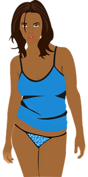 Animated_ Female_ Character_in_ Blue_ Tank_ Top PNG Image