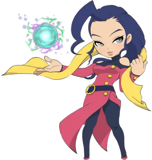 Animated Female Fighter Casting Energy Ball PNG Image