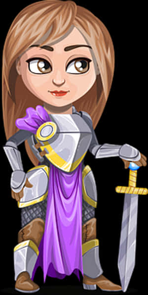 Animated Female Knightwith Sword PNG with transparent background