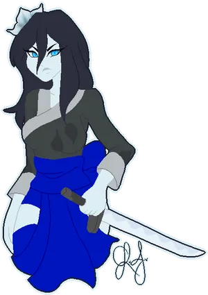 Animated Female Ninjawith Sword PNG Image