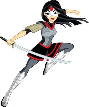 Animated Female Warriorwith Katana PNG