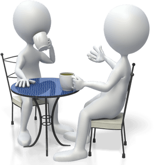 Animated Figure Coffee Chat PNG image with transparent background