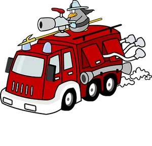 Animated Fire Engineand Elephant Firefighter PNG Image