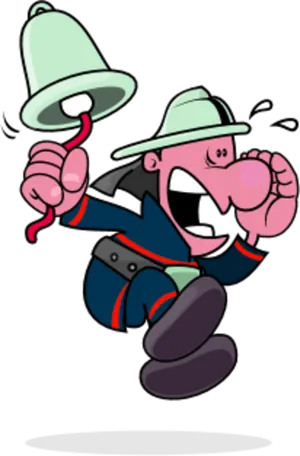 Animated Firefighter Ringing Bell PNG Image