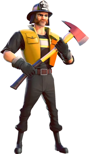 Animated Firefighterwith Axe.png PNG Image