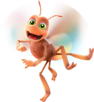 Animated Firefly Character Flying PNG Image