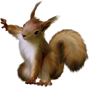 Animated Fluffy Squirrel Illustration PNG Image