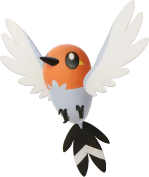 Animated Flying Orange Black Bird PNG Image