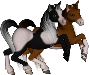 Animated Foals Playing Together PNG Image