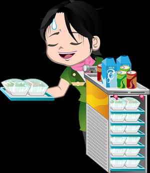 Animated Food Service Worker PNG image with transparent background