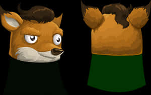 Animated Fox Character Frontand Back View PNG image with transparent background