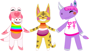 Animated Friends Celebrating Pride PNG image with transparent background