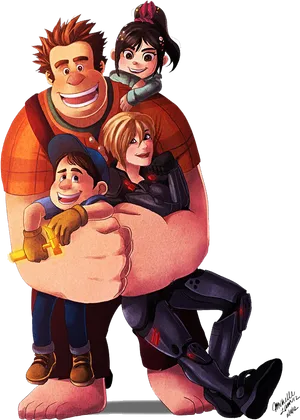 Animated Friends Group Hug PNG Image