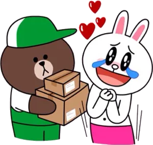 Animated Friends Sharing Gifts.png PNG Image