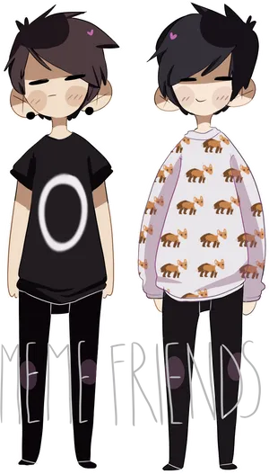 Animated Friends Two Styles PNG Image