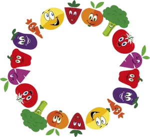 Animated Fruitsand Vegetables Circle PNG Image