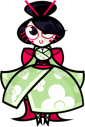 Animated Geisha Character PNG with transparent background