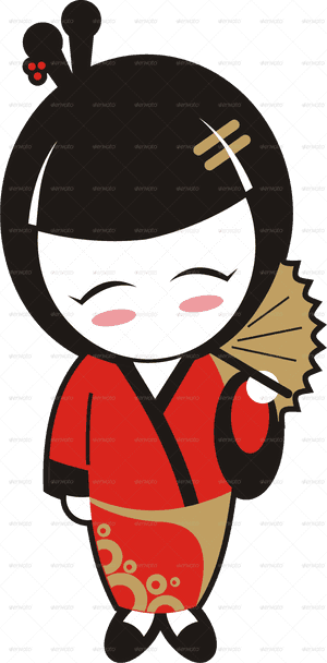 Animated Geishain Kimono PNG with transparent background