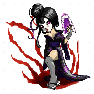 Animated Geishawith Fan PNG with transparent background