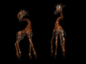 Animated Giraffes Two Poses PNG image with transparent background