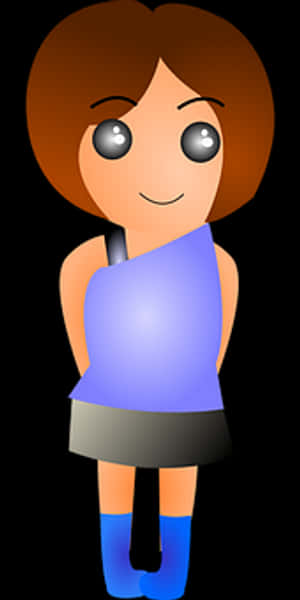 Animated Girl Character Graphic PNG with transparent background