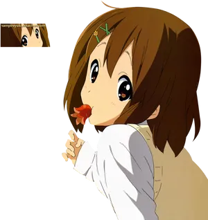 Animated Girl Eating Strawberry PNG Image