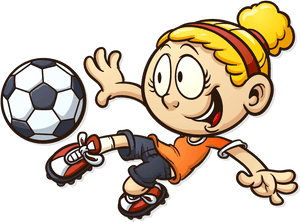 Animated Girl Playing Soccer PNG image with transparent background