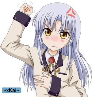 Animated Girl Raising Fist PNG Image