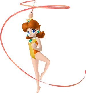 Animated Girl Rhythmic Gymnastics Ribbon Dance PNG Image