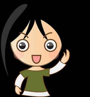 Animated Girl Waving Cute Cartoon PNG image with transparent background