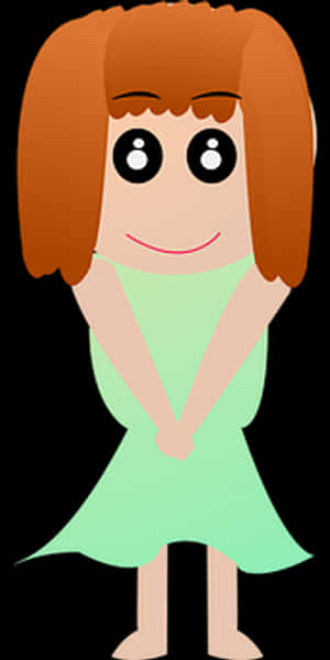 Animated Girlin Green Dress PNG with transparent background