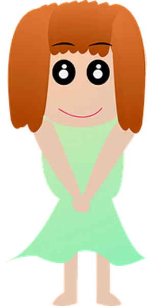 Animated Girlin Green Dress PNG Image