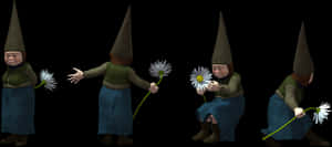 Animated Gnome With Flower Sequence PNG image with transparent background