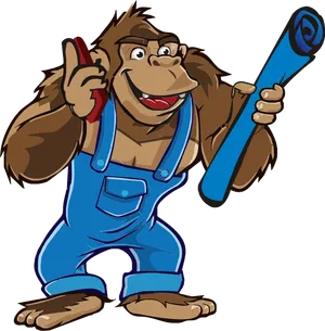 Animated Gorilla With Blueprint PNG Image