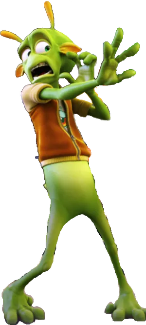 Animated Green Alien Character PNG Image