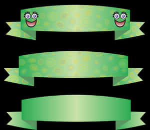 Animated Green Bannerswith Faces PNG with transparent background