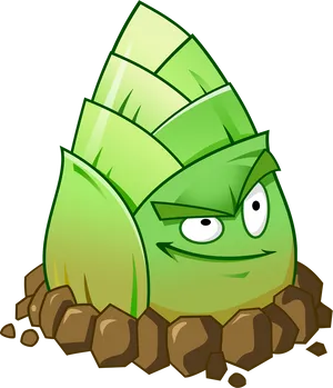 Animated Green Onion Character PNG Image