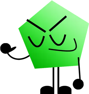 Animated Green Pentagon Character PNG Image