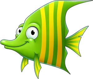 Animated Greenand Yellow Fish PNG Image